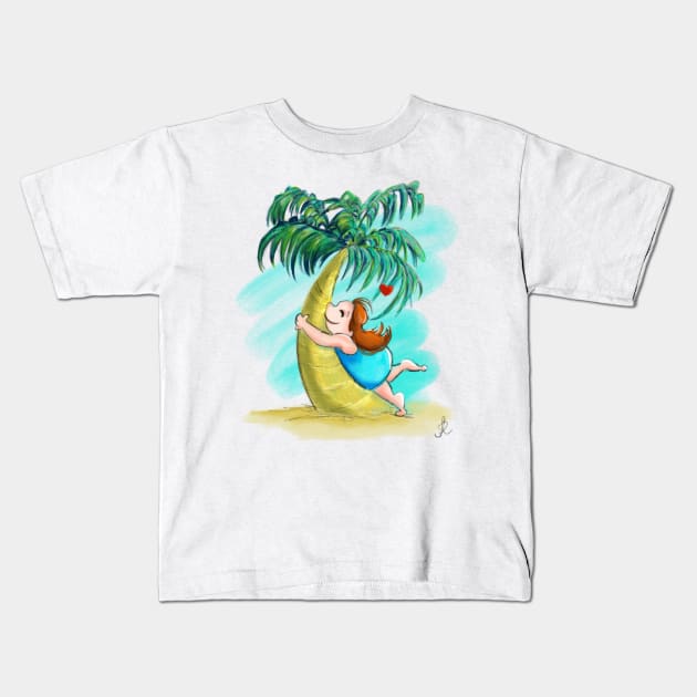 Hug a Palm Tree Kids T-Shirt by Fernanda Campos